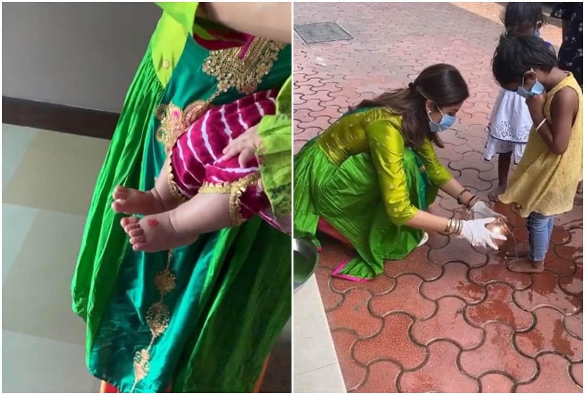 Shilpa Shetty Did Kanya Pujan on Maha Ashtami With Daughter Samisha Video Goes Viral