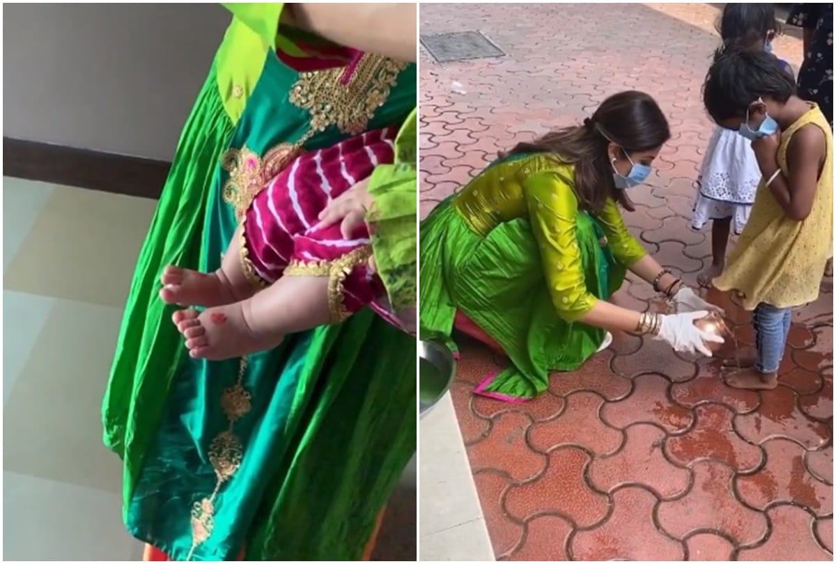 Shilpa Shetty Did Kanya Pujan on Maha Ashtami With Daughter Samisha Video Goes Viral