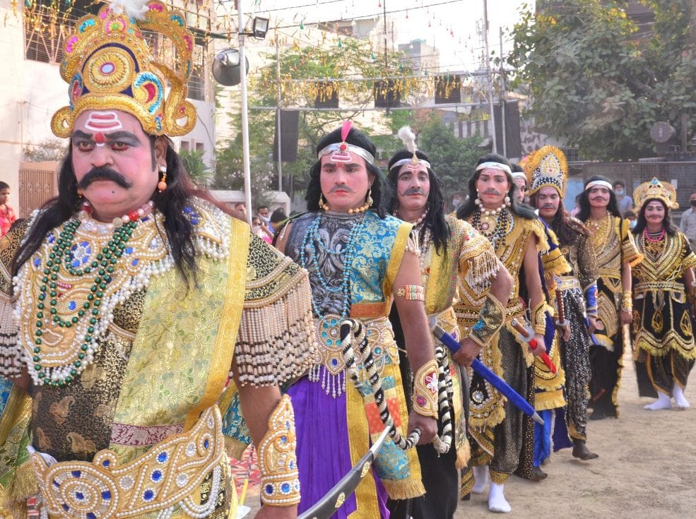 The effigy of Ravana was burnt by fire
