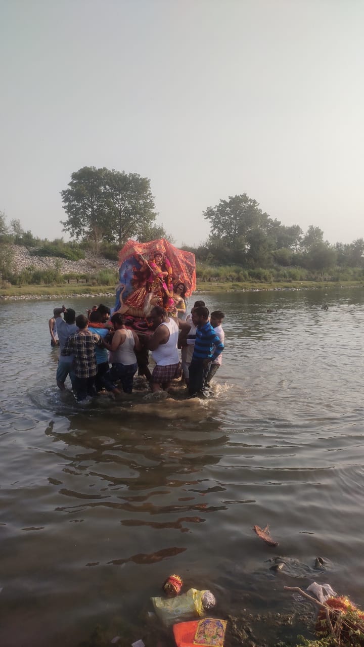Durga Mata's statue immersed