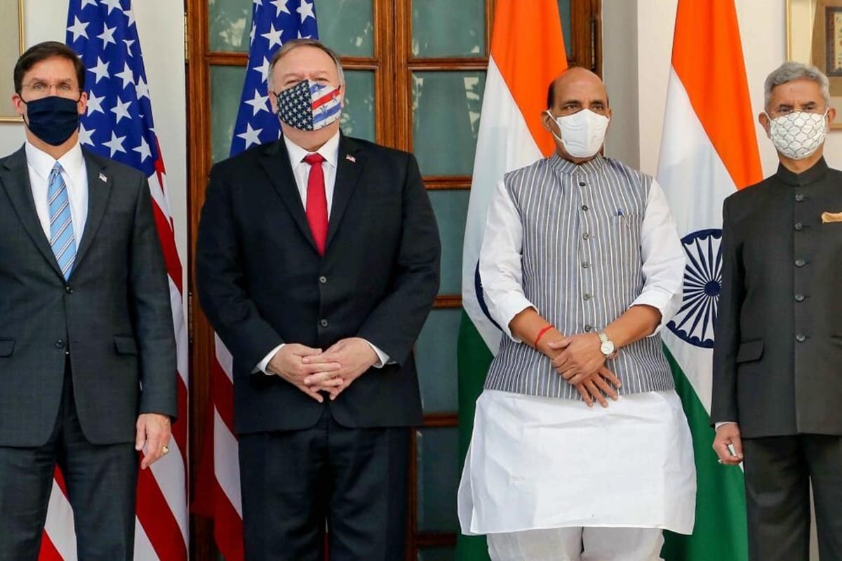 two plus two dialogue updates mike pompeo mark esper rajnath singh s jaishankar india china standoff agreement