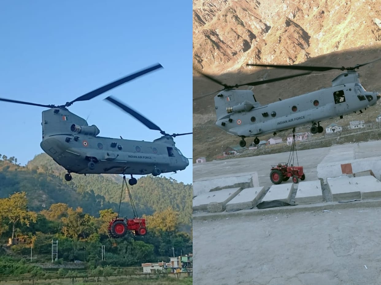Uttarakhand kedarnath News: Chinook Helicopter Delivering Heavy Machines in kedarnath