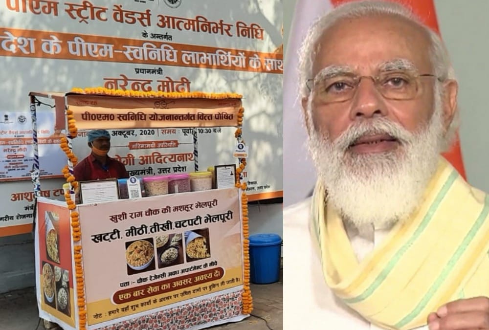 PM Narendra Modi talks to street vendor of Lucknow.