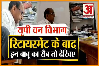 video of retired clerk lalman kushwaha doing work in office forest department tikonia range gorakpur of uttar pradesh