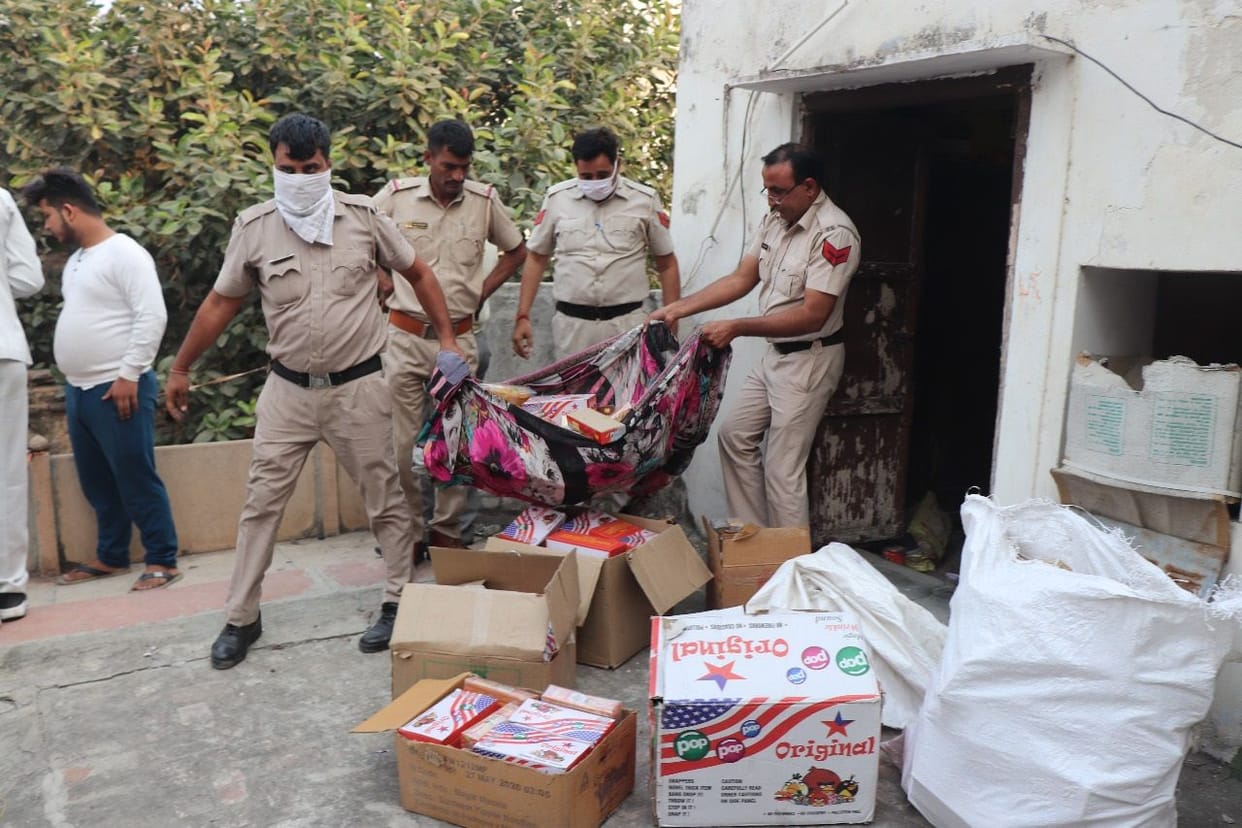 A cache of firecrackers was found in the densely populated Babra Mohalla