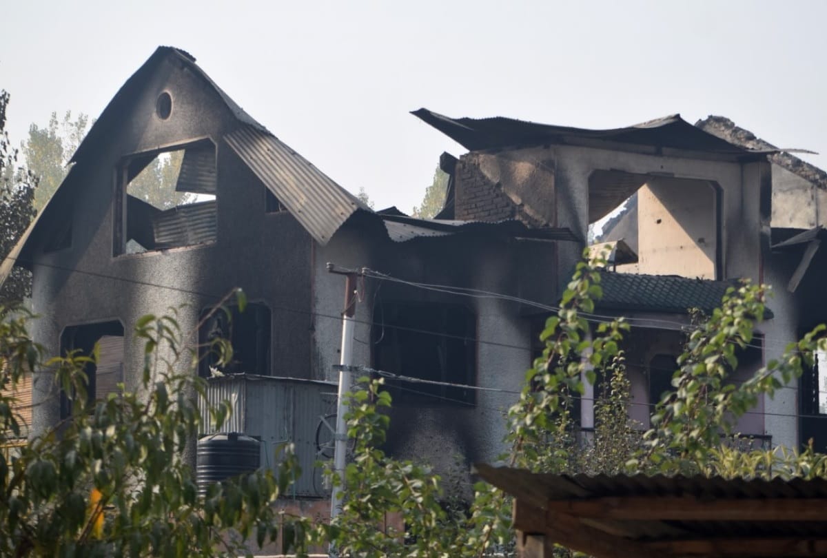 Budgam two terrorists dies in encounter with security forces fire brokeout in house