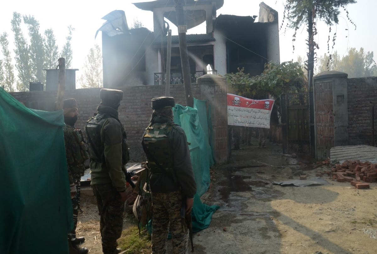 Budgam two terrorists dies in encounter with security forces fire brokeout in house