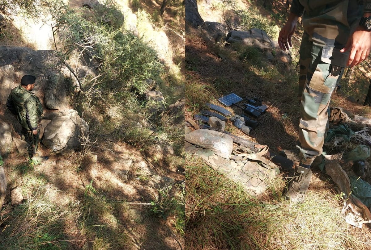 Terrorist hideout busted arms ammunition recovered in kalaban forest of mendhar by army sog