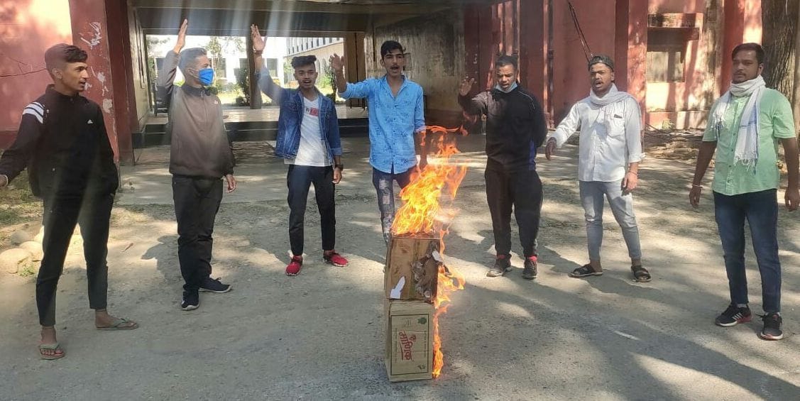 NSUI protested against central and hariyana govt