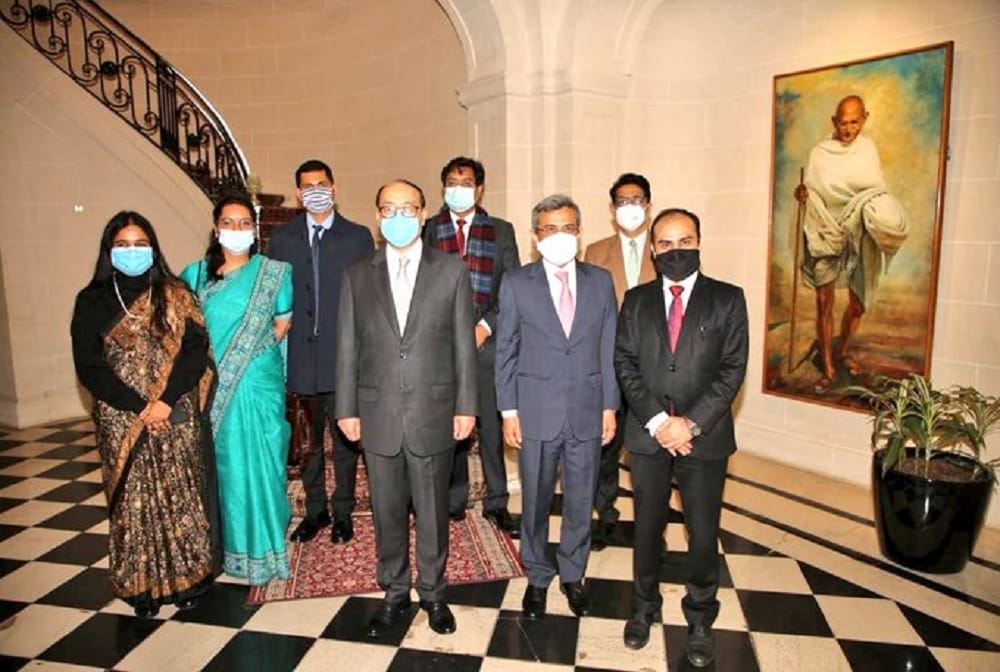 Foreign Secretary Harsh Vardhan Shringla visited Indian embassy in Paris, France today