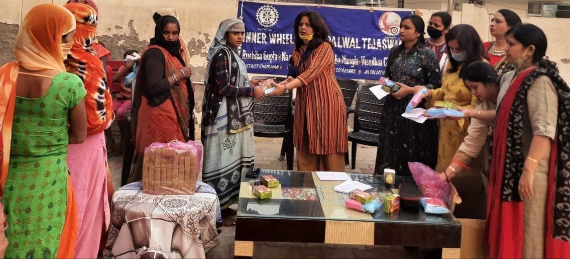 Sanitary pads distributed to household helpers