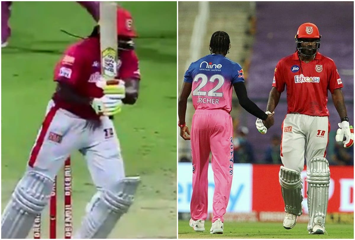 IPL 2020: Social Media Trending: Chris Gayle thrown his bat in field after getting out at 99 run by jofra archer