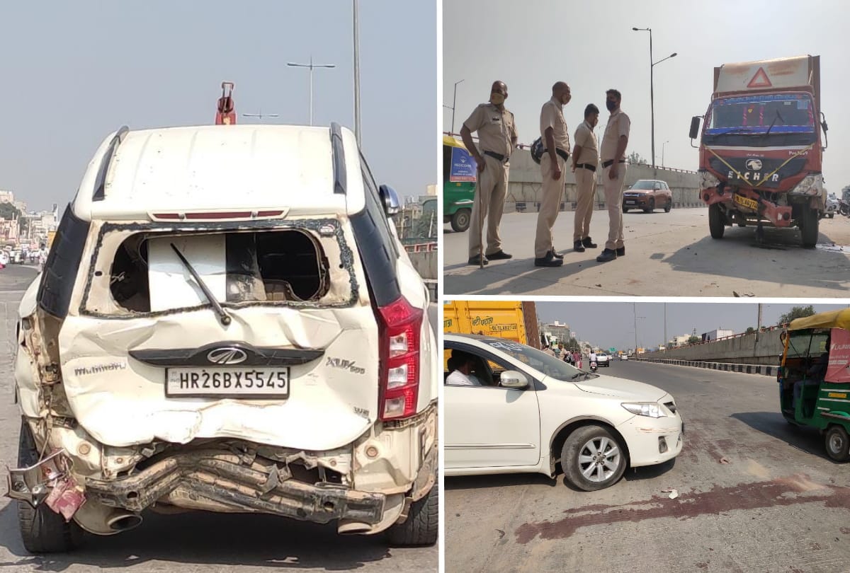 gurugram accident bullet coming from wrong side collides with xuv canter hit 6 vehicles in saving one dead