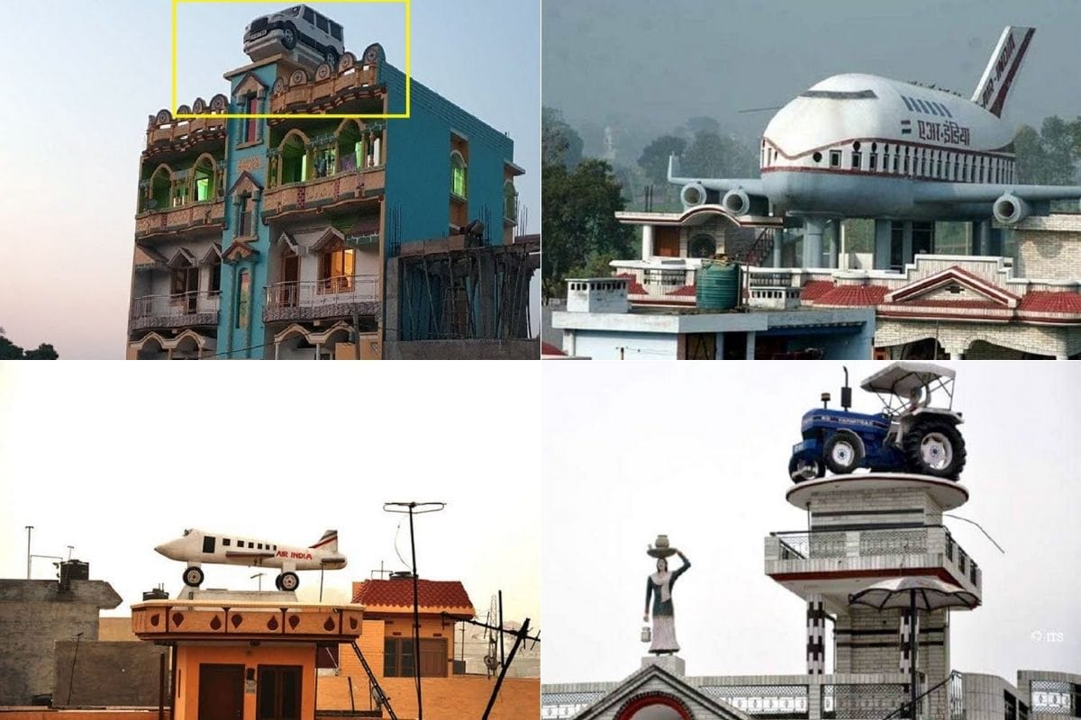 In Bhagalpur, a man made a Mahindra Scorpio tank on the roof of his house, watch viral and funny photos