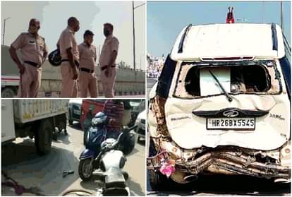 Major Road accident in Gurugram overspeeding Vehicle hits seven vehicles after a bullet bike