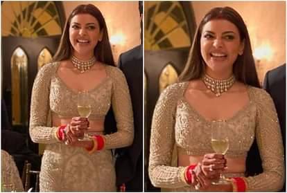 kajal aggarwal isha ambani anushka sharma wearing golden outfit in her wedding reception