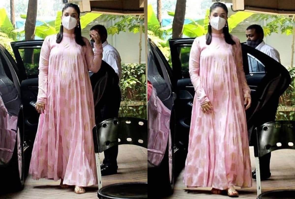 kareena kapoor show pregnancy glow with traditional in white kurta with red dupatta