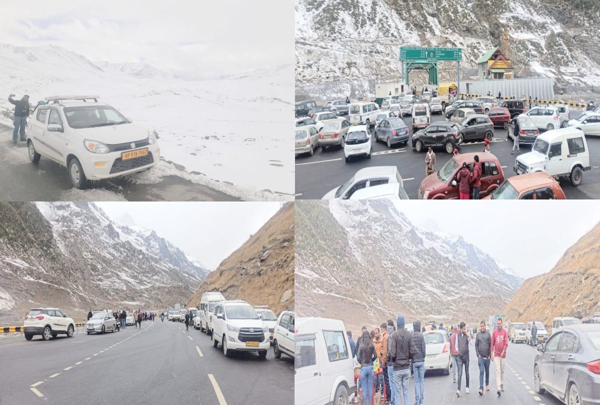 After the fresh snowfall Lahaul Valley of himachal is witnessing a huge rush of tourists, see pics