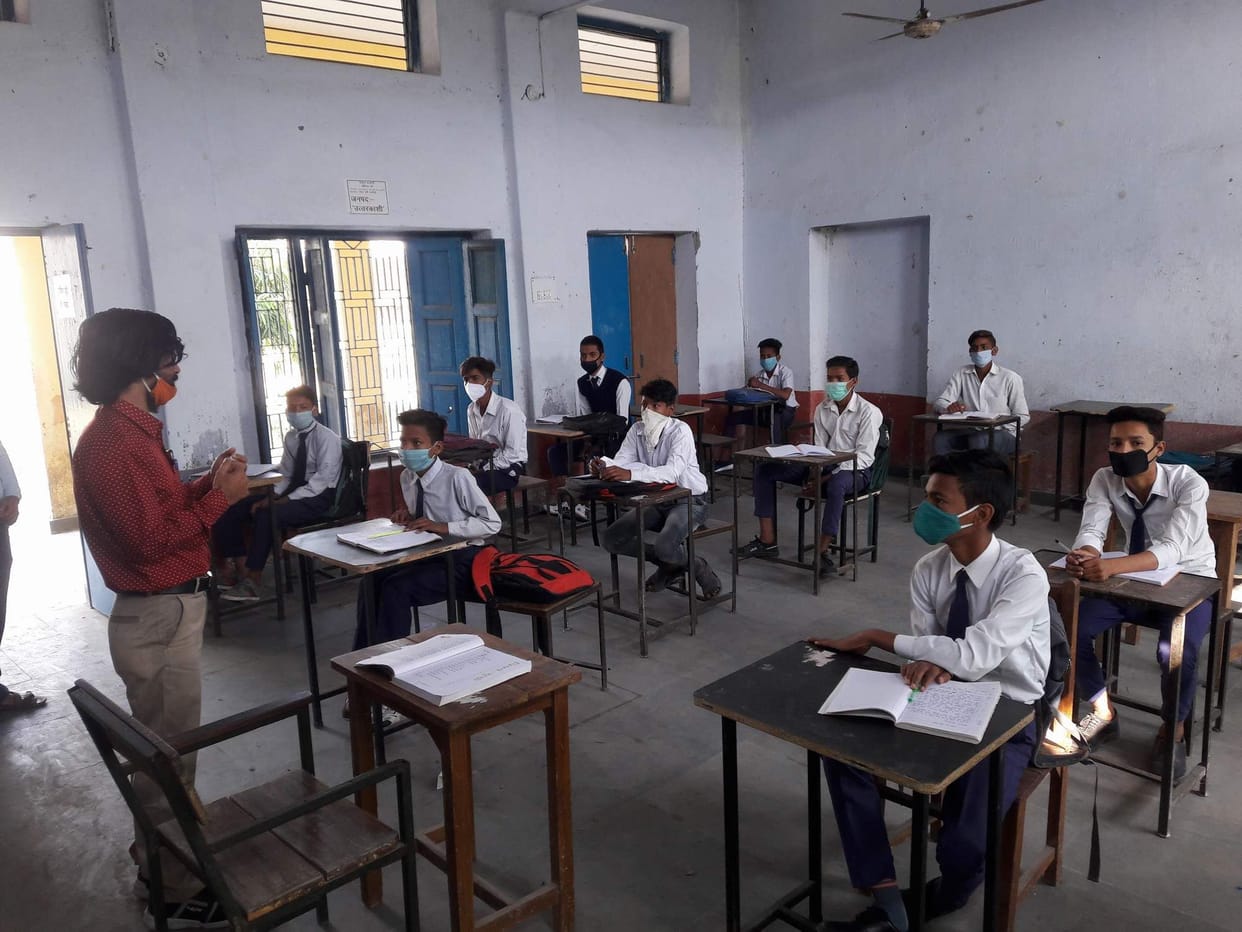 Students reaching school after seven months