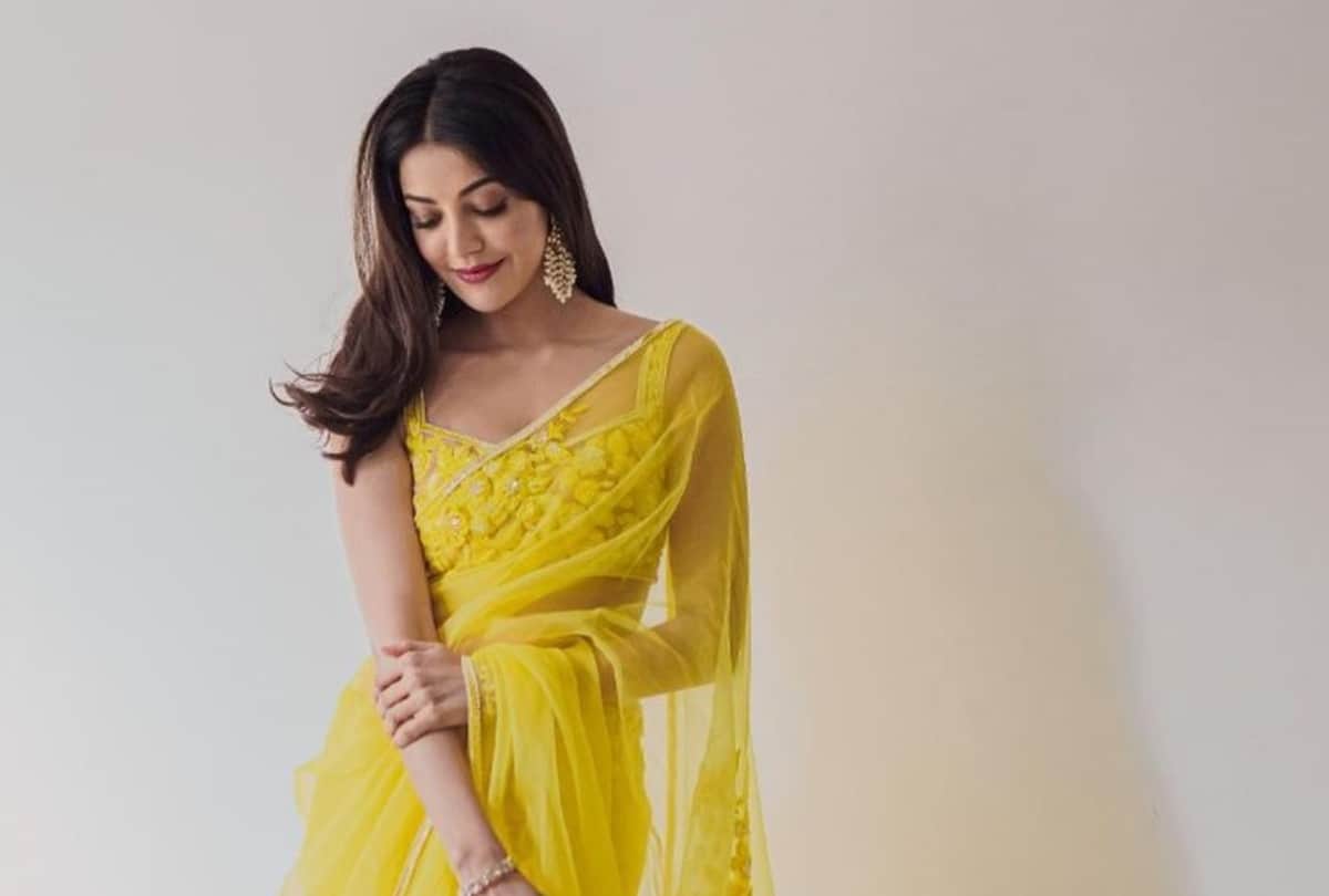 Kajal Aggarwal Husband Gautam Kitchlu Pre-Marriage Photos Kajal aggarwal yellow saree gorgeous look with gautam kitchlu