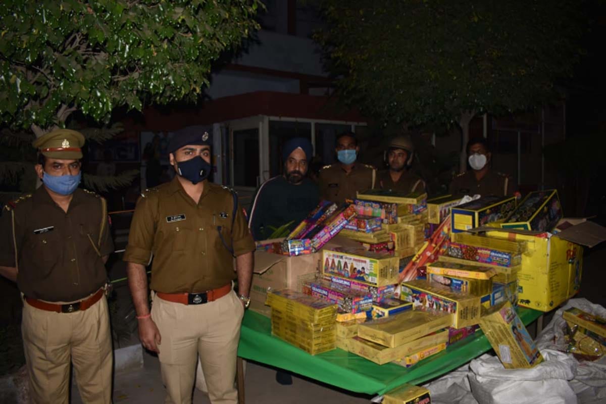 illegal firecrackers recovered from dense population in meerut, shopkeeper arrested