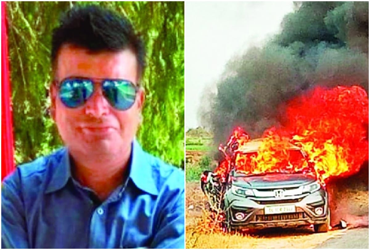 Delhi vegetable business burnt alive in car in hapur