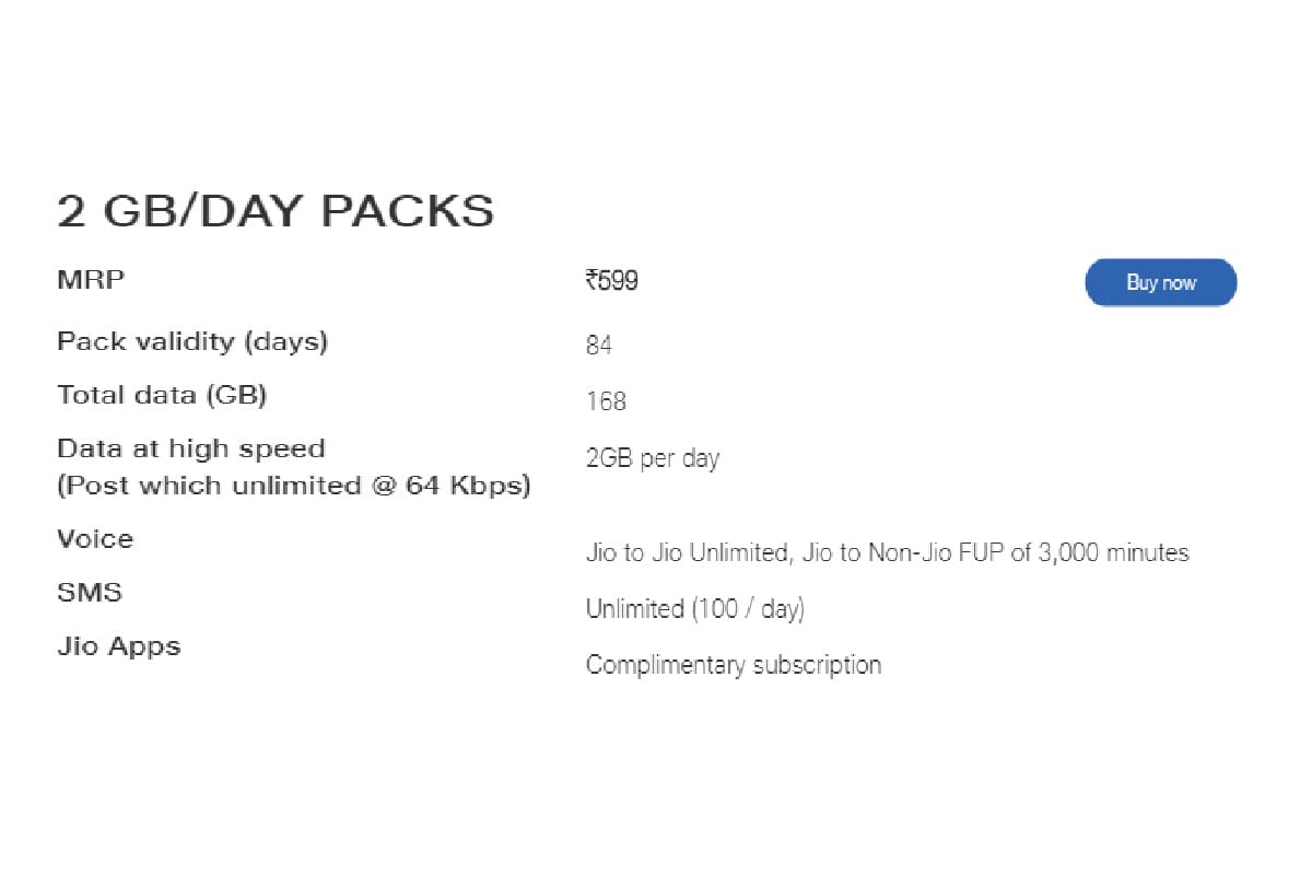 Jio 599 Plan