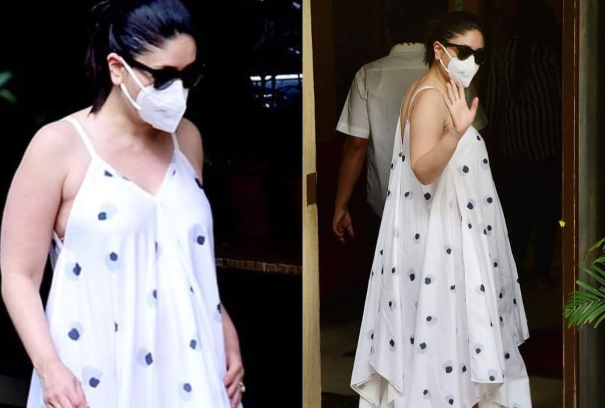 mommy to be kareena kapoor looks stunning in white polka dot dress