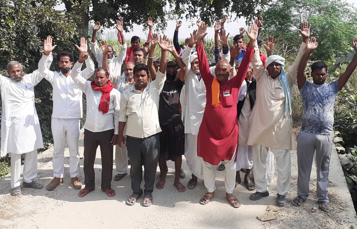 Demonstration by villagers on demand for construction of broken bridge