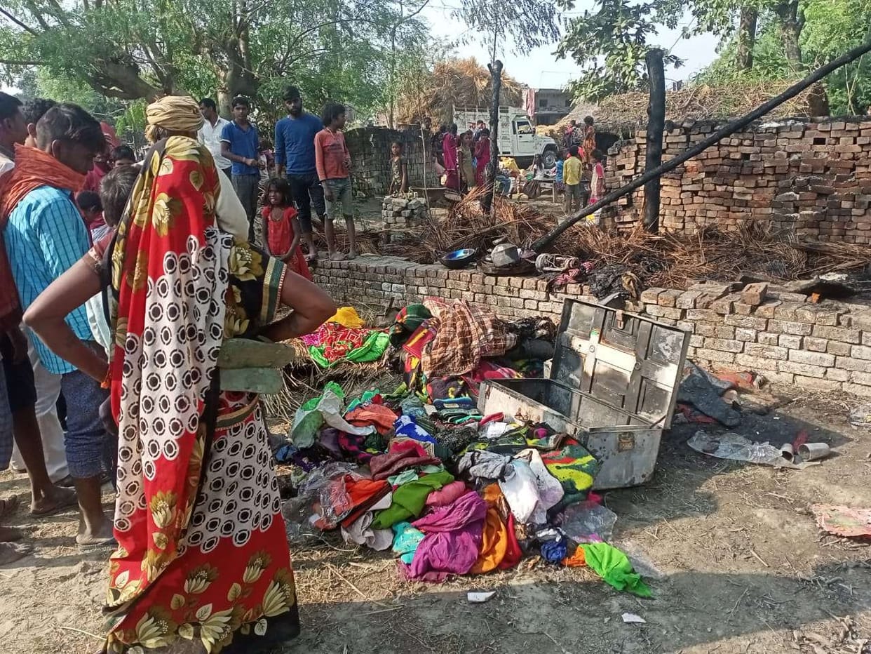 Three huts burnt by fire