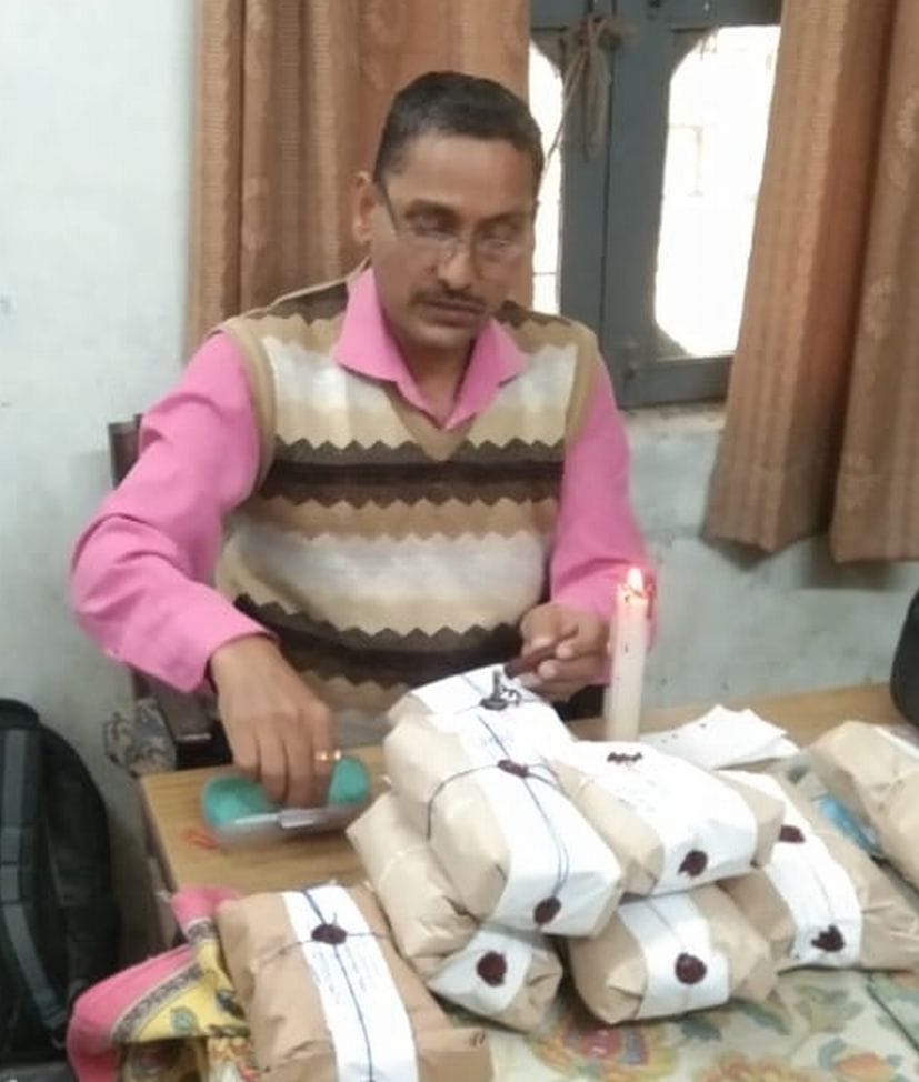 Samples of lentils and gram lentils filled with food department warehouse