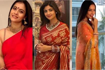 see pics of shilpa shetty kajol to bipasha basu these bollywood actresses celebrate karwa chauth in stunning outfits