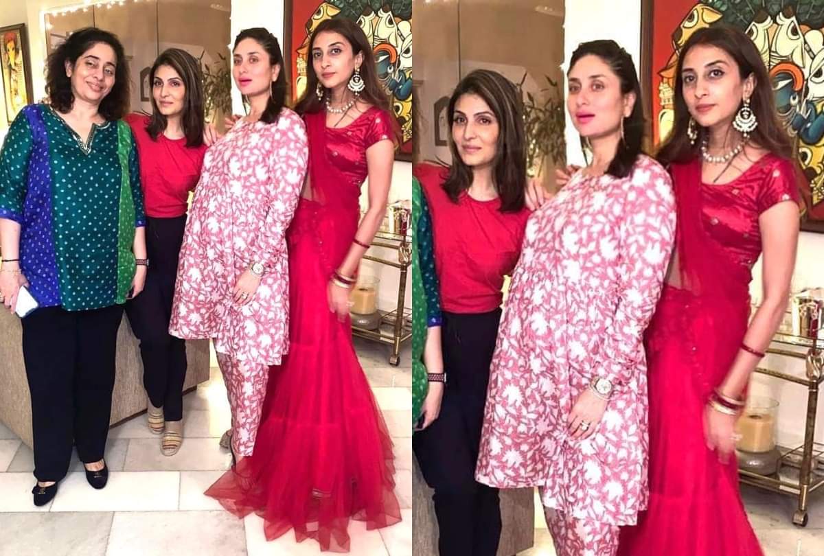 kareena kapoor shares pic of karwa chauth celebration in pink kurta pant set