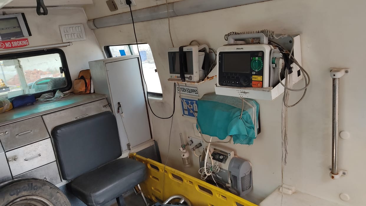 Fire fighting equipment expired in ambulance, oxygen machine not running