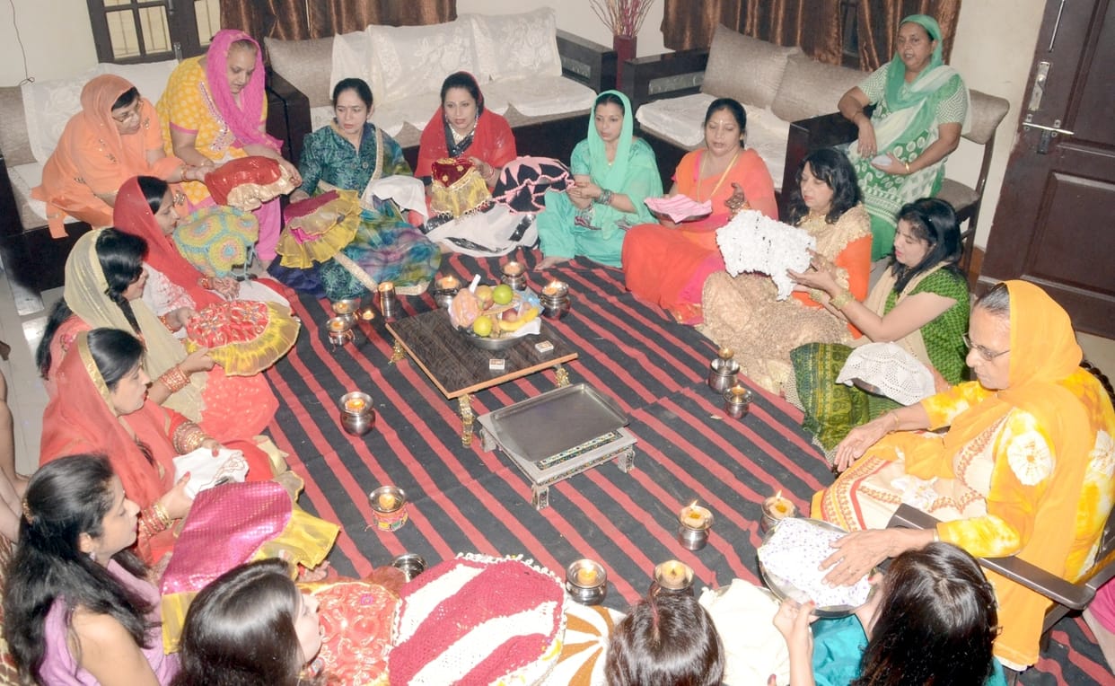Suhagins fasted, wished husband's longevity