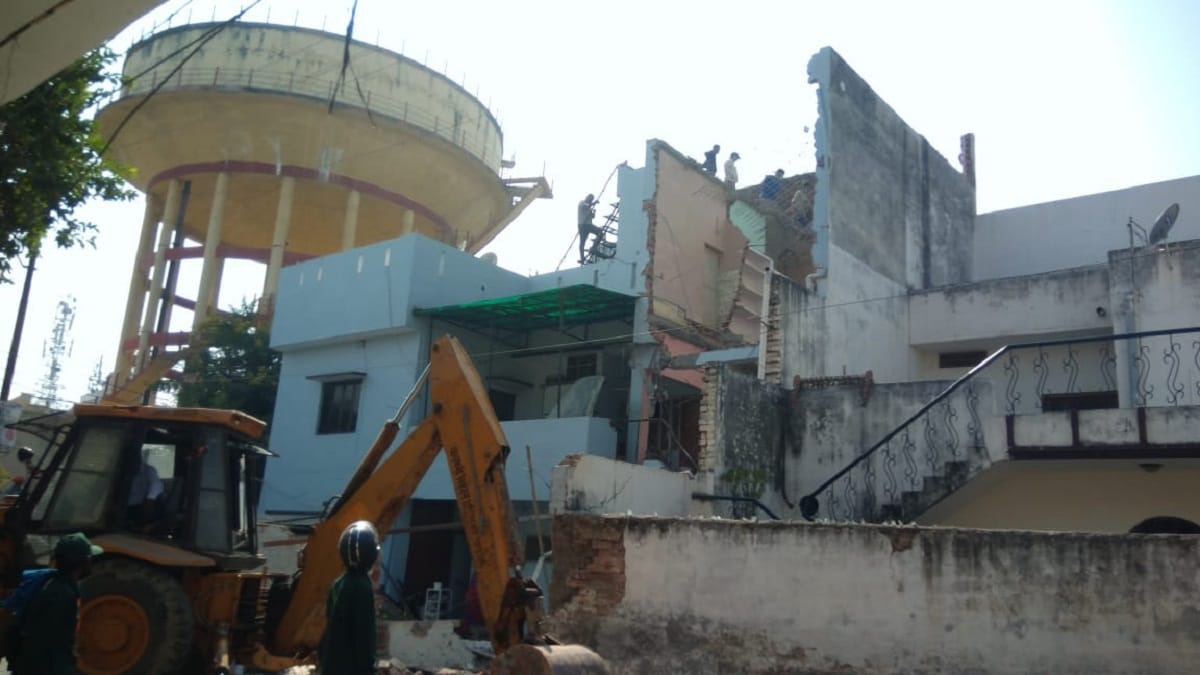 photos of Mukhtar ansari closest meraj home demolished in varanasi