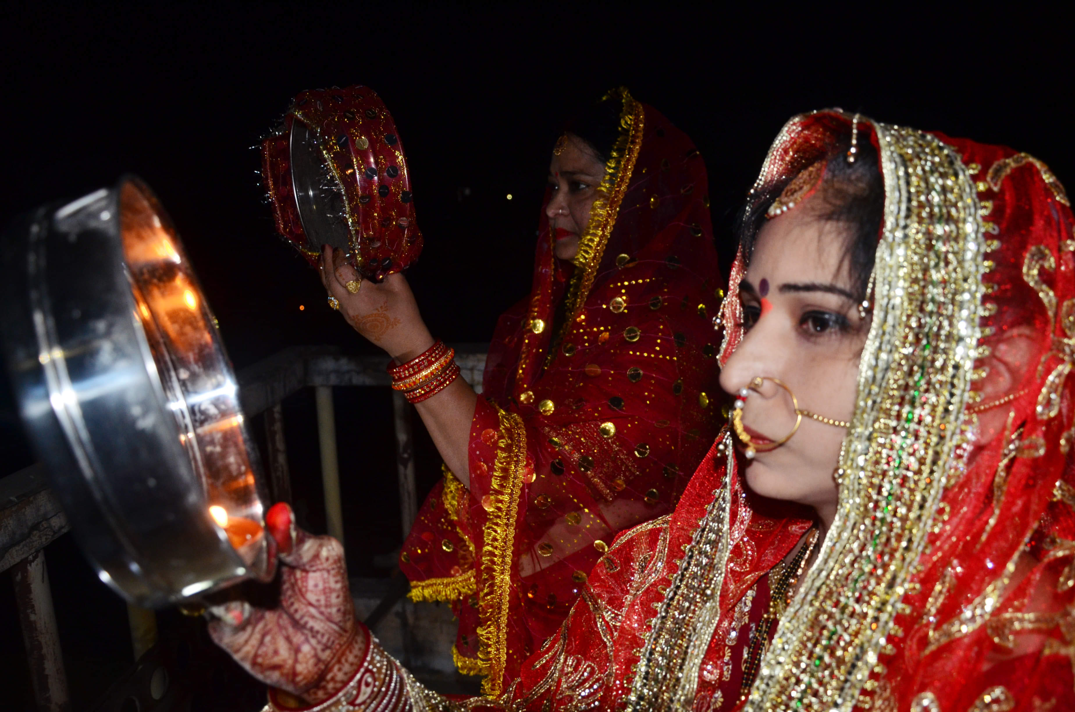 The women wished for the longevity of the husband by fasting on the Karwachauth