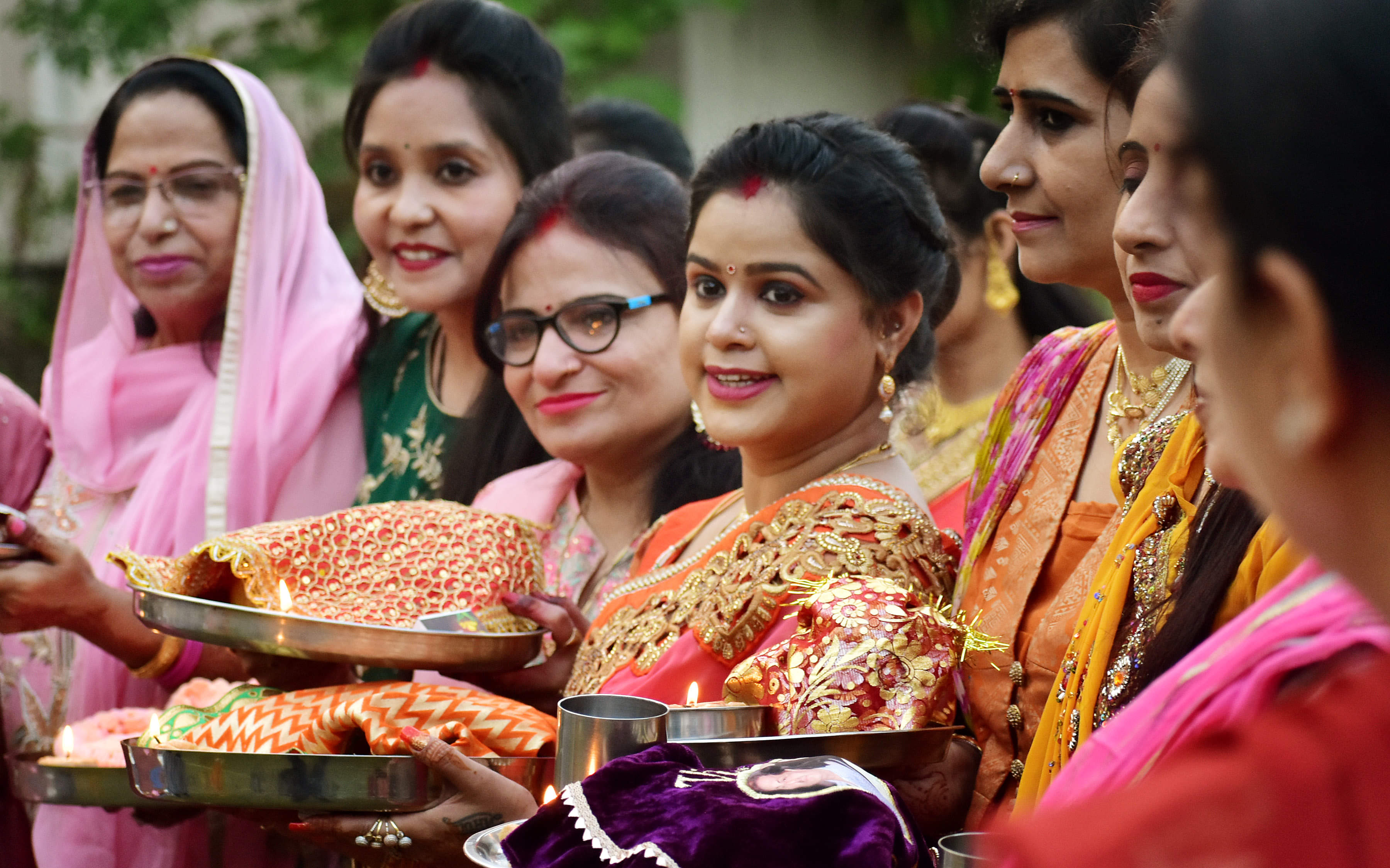 The women wished for the longevity of the husband by fasting on the Karwachauth