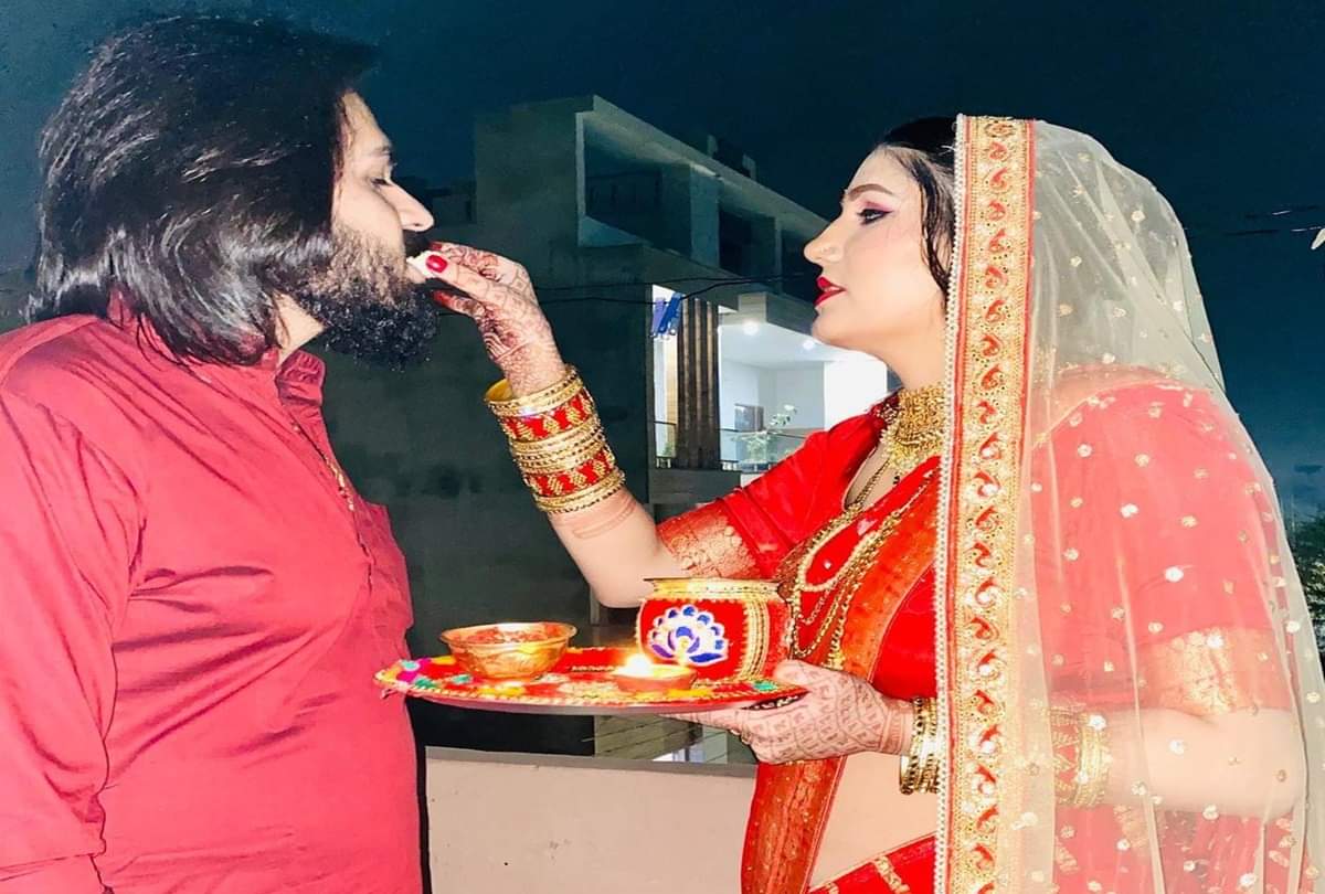 Sapna Chaudhary celebrates first karwa chauth with husband Veer Sahu Ballia news