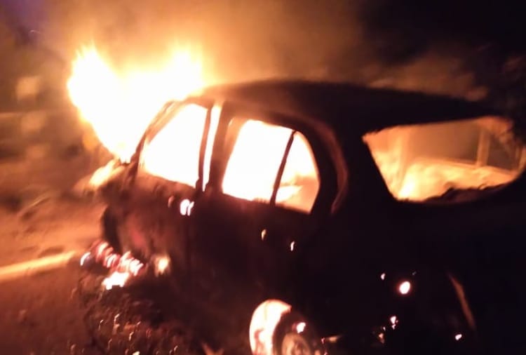 A Man burnt alive in car in Panchkula of Haryana