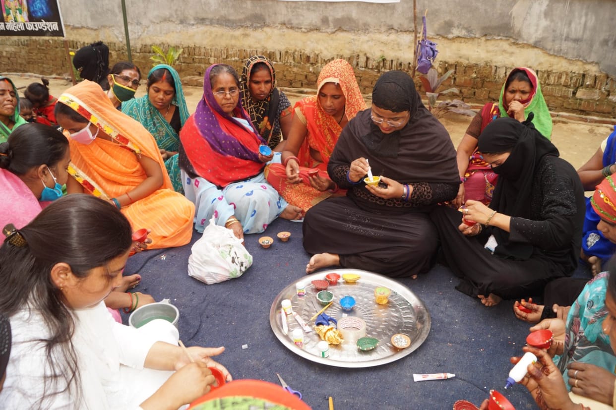 Muslim women preparing Lamp in Kashi Diwali will light up homes