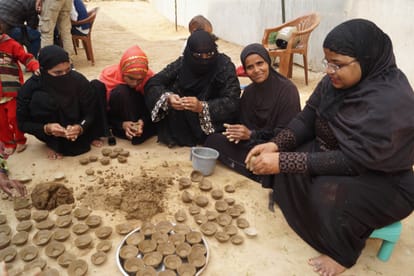 Muslim women preparing Lamp in Kashi Diwali will light up homes