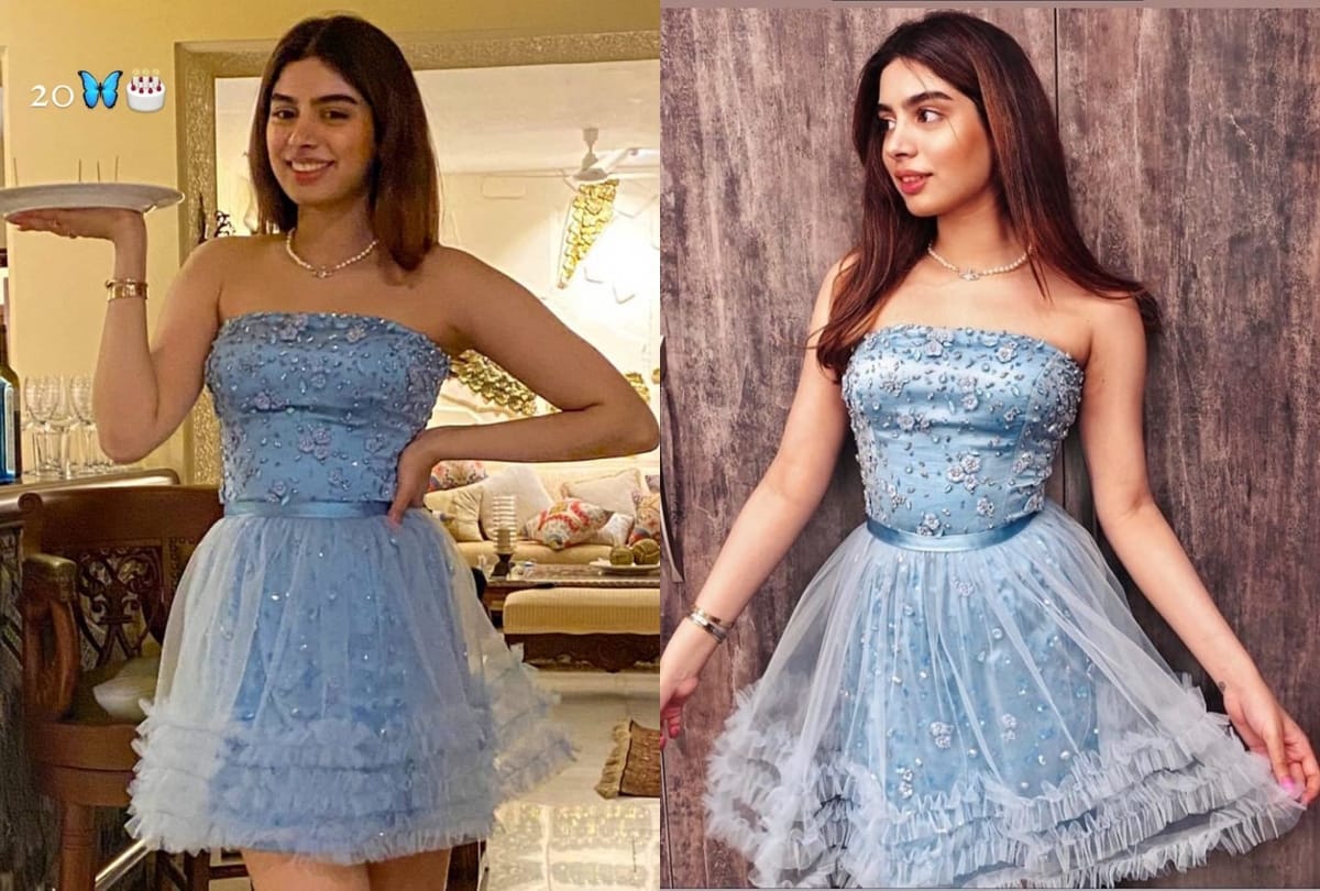 khushi kapoor looks vibrant in anita dongre yellow floral motif lehenga
