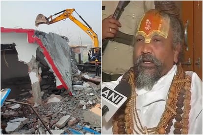 कंप्यूटर बाबा के अवैध निर्माण पर प्रशासन ने चलाया बुलडोजर
