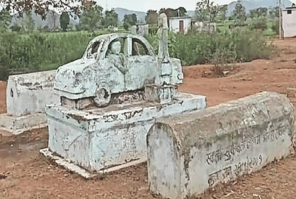 Unique tradition after the death, people make car jeep like idols above the monastery for fulfilled desire