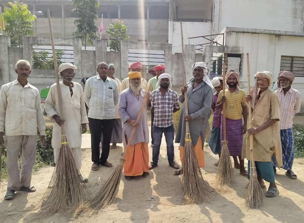 Villagers planted broom under Clean Village Campaign