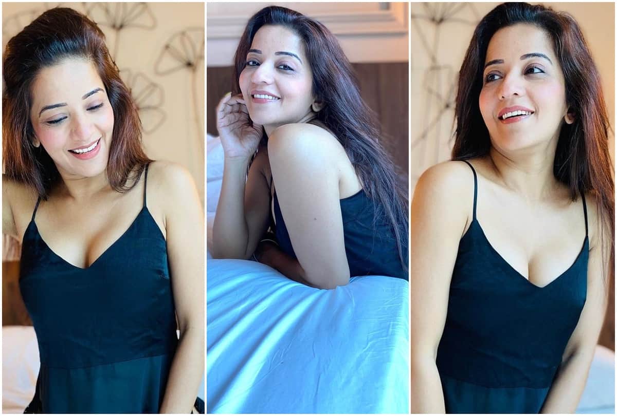 Monalisa news in hindi Bhojpuri Top Actress Monalisa Hot Photoshoot In Black Dress Goes Viral