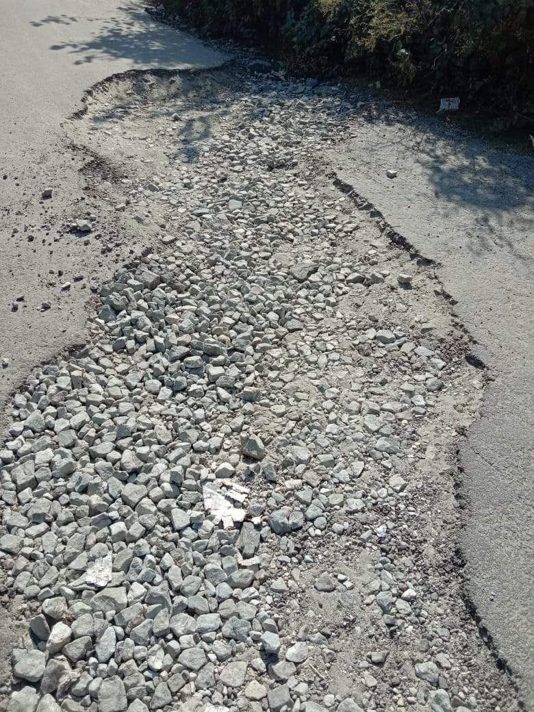 Asphalt of Pokhari-Gopeshwar road uprooted