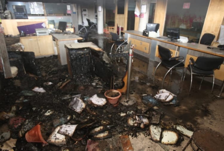 Fire breaks out in a bank at Manimajra of Chandigarh