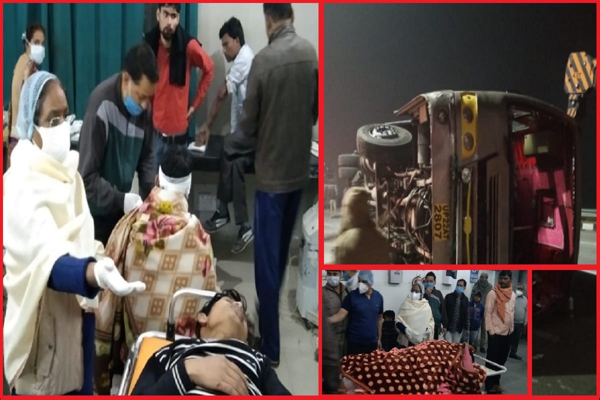 Baghpat News in Hindi: big accident on eastern peripheral expressway and 28 passengers injured
